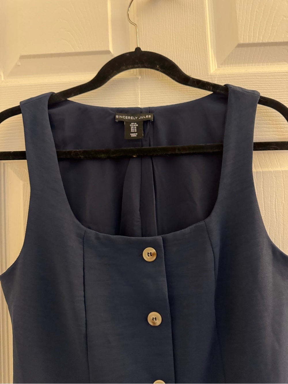 Sincerly Jules Navy Square-Neck Button-Front Mini Dress - Picture 4 of 8